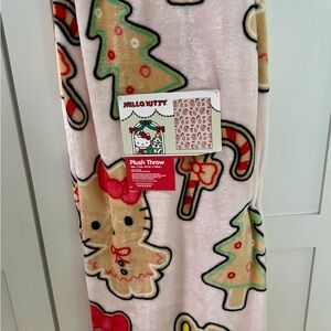 Hello Kitty Sanrio blanket throw- Pink and Green gingerbread candy cane